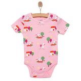 HelloBaby Kız Bebek Body Bisiklet Yaka Kısa Kol - Pembe