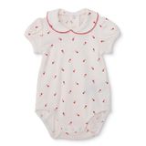 HelloBaby Kız Bebek Body Çiçek Baskılı Çıtçıtlı Bebe Yaka Kısa Kol - Ekru