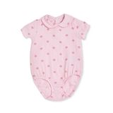 HelloBaby Kız Bebek Body Çiçek Baskılı Çıtçıtlı Bebe Yaka Kısa Kol - Pembe