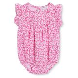 HelloBaby Kız Bebek Body Çiçek Baskılı Çıtçıtlı Bisiklet Yaka Atlet - Pembe