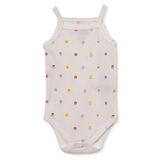 HelloBaby Kız Bebek Body Çiçek Baskılı Çıtçıtlı Bisiklet Yaka İp Askılı - Ekru