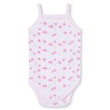 HelloBaby Kız Bebek Body Çiçek Baskılı Çıtçıtlı Bisiklet Yaka İp Askılı - Pembe