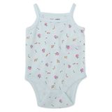 HelloBaby Kız Bebek Body Çiçek Baskılı Çıtçıtlı Bisiklet Yaka Kısa Kol - Açık Mavi