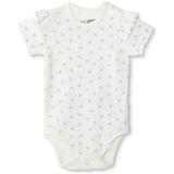 HelloBaby Kız Bebek Body Çiçek Baskılı Çıtçıtlı Bisiklet Yaka Kısa Kol - Ekru