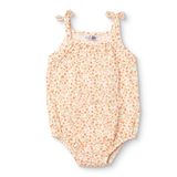 HelloBaby Kız Bebek Body Çiçek Baskılı Çıtçıtlı Fırfırlı Yaka İp Askılı - Ekru