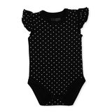 HelloBaby Kız Bebek Body Çiçek Baskılı Çıtçıtlı Yaka Kısa Kol - Siyah