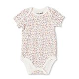 HelloBaby Kız Bebek Body Çiçek Baskılı Çıtçıtlı Zarf Yaka Kısa Kol - Ekru