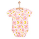 HelloBaby Kız Bebek Body Çiçek Desenli Kısa Kol Pembe -