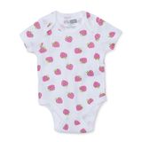 HelloBaby Kız Bebek Body Çilek Baskılı Çıtçıtlı Zarf Yaka Kısa Kol - Ekru