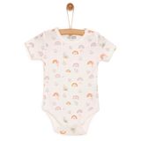 HelloBaby Kız Bebek Body Çıtçıtlı Bisiklet Yaka Kısa Kol Ekru -