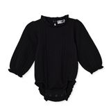 HelloBaby Kız Bebek Body Çıtçıtlı Bisiklet Yaka Long Sleeve - Siyah