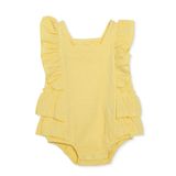 HelloBaby Kız Bebek Body Çıtçıtlı Modelli Yaka Atlet - Sarı