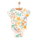 HelloBaby Kız Bebek Body Çıtçıtlı Yaka Kısa Kol Ekru -