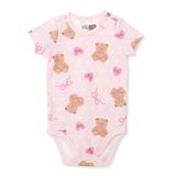 HelloBaby Kız Bebek Body Çıtçıtlı Yaka Kısa Kol Pembe -