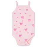 HelloBaby Kız Bebek Body Fiyonk Baskılı Çıtçıtlı Bisiklet Yaka İp Askılı - Pembe