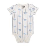 HelloBaby Kız Bebek Body Fiyonk Baskılı Çıtçıtlı Bisiklet Yaka Short Sleeve - Ekru
