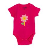 HelloBaby Kız Bebek Body Hayvan Baskılı Çıtçıtlı Yaka Kısa Kol - Pembe