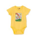HelloBaby Kız Bebek Body Hayvan Baskılı Çıtçıtlı Yaka Kısa Kol - Sarı