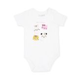 HelloBaby Kız Bebek Body Hayvan Baskılı Çıtçıtlı Zarf Yaka Short Sleeve - Ekru