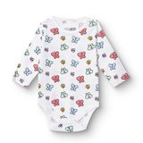 HelloBaby Kız Bebek Body Kelebek Baskılı Çıtçıtlı Yaka Uzun Kol - Ekru