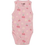 Hellobaby Kız Bebek Body Kiraz Baskılı Çıtçıtlı Bisiklet Yaka Atlet - Pembe - 3 - 6 Ay