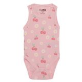 HelloBaby Kız Bebek Body Kiraz Baskılı Çıtçıtlı Bisiklet Yaka Atlet - Pembe