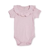 HelloBaby Kız Bebek Body Puantiye Baskılı Çıtçıtlı Yaka Kısa Kol - Pembe