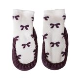HelloBaby Kız Bebek Çarık Çorap Fiyonk Baskılı - Ekru