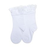 HelloBaby Kız Bebek Dantelli Çorap Kalp Baskılı - Beyaz