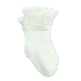 HelloBaby Kız Bebek Dantelli Çorap Kalp Baskılı - Ekru