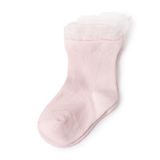 HelloBaby Kız Bebek Dantelli Çorap Kalp Baskılı - Pembe