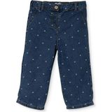 Hellobaby Kız Bebek Denim Pantolon Çiçek Baskılı Düğmeli Reçme - İndigo - 2 - 3 Yaş