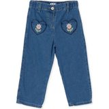 Hellobaby Kız Bebek Denim Pantolon Çiçek Baskılı Düğmeli Reçme - İndigo - 9 - 12 Ay
