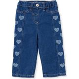 Hellobaby Kız Bebek Denim Pantolon Kalp Baskılı Düğmeli Reçme - İndigo - 9 - 12 Ay