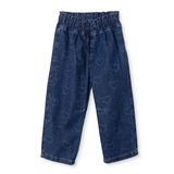HelloBaby Kız Bebek Denim Pantolon Reçme - İndigo Baskılı