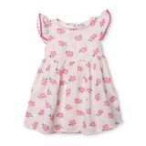 HelloBaby Kız Bebek Ditsy Flower Elbise Bisiklet Yaka Kısa Kol