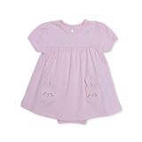 HelloBaby Kız Bebek Elbise Body Hayvan Baskılı Çıtçıtlı Bisiklet Yaka Kısa Kol - Pembe