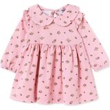 Hellobaby Kız Bebek Elbise Çiçek Baskılı Bebe Yaka Long Sleeve Reçme - Gül Kurusu - 18 - 24 Ay
