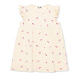 HelloBaby Kız Bebek Elbise Çiçek Baskılı Bisiklet Yaka Atlet - Ekru
