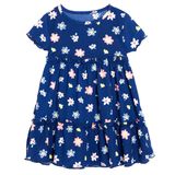 HelloBaby Kız Bebek Elbise Çiçek Baskılı Bisiklet Yaka Atlet - Lacivert