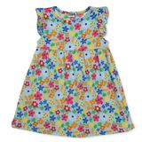 HelloBaby Kız Bebek Elbise Çiçek Baskılı Bisiklet Yaka Sleeveless - Mavi