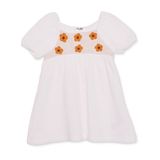 HelloBaby Kız Bebek Elbise Çiçek Baskılı Bisiklet Yaka Strappy - Ekru