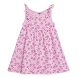 HelloBaby Kız Bebek Elbise Çiçek Baskılı Bisiklet Yaka Strappy - Pembe