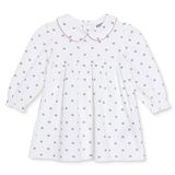 HelloBaby Kız Bebek Elbise Çiçek Baskılı Çıtçıtlı Bebe Yaka Uzun Kol - Ekru