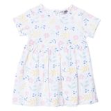 HelloBaby Kız Bebek Elbise Çiçek Baskılı Çıtçıtlı Bisiklet Yaka Short Sleeve - Ekru