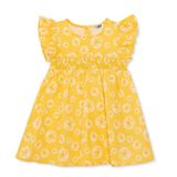 HelloBaby Kız Bebek Elbise Çiçek Baskılı Düğmeli Bisiklet Yaka Short Sleeve Reçme