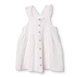 HelloBaby Kız Bebek Elbise Çiçek Baskılı Düğmeli Bisiklet Yaka Strappy Reçme - Beyaz