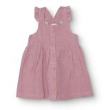 HelloBaby Kız Bebek Elbise Çiçek Baskılı Düğmeli Bisiklet Yaka Strappy Reçme - Gül Kurusu
