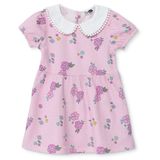 HelloBaby Kız Bebek Elbise Çiçek Baskılı Düğmeli Gömlek Yaka Short Sleeve - Pembe