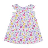 HelloBaby Kız Bebek Elbise Çiçek Baskılı Fırfırlı Yaka Sleeveless - Ekru
